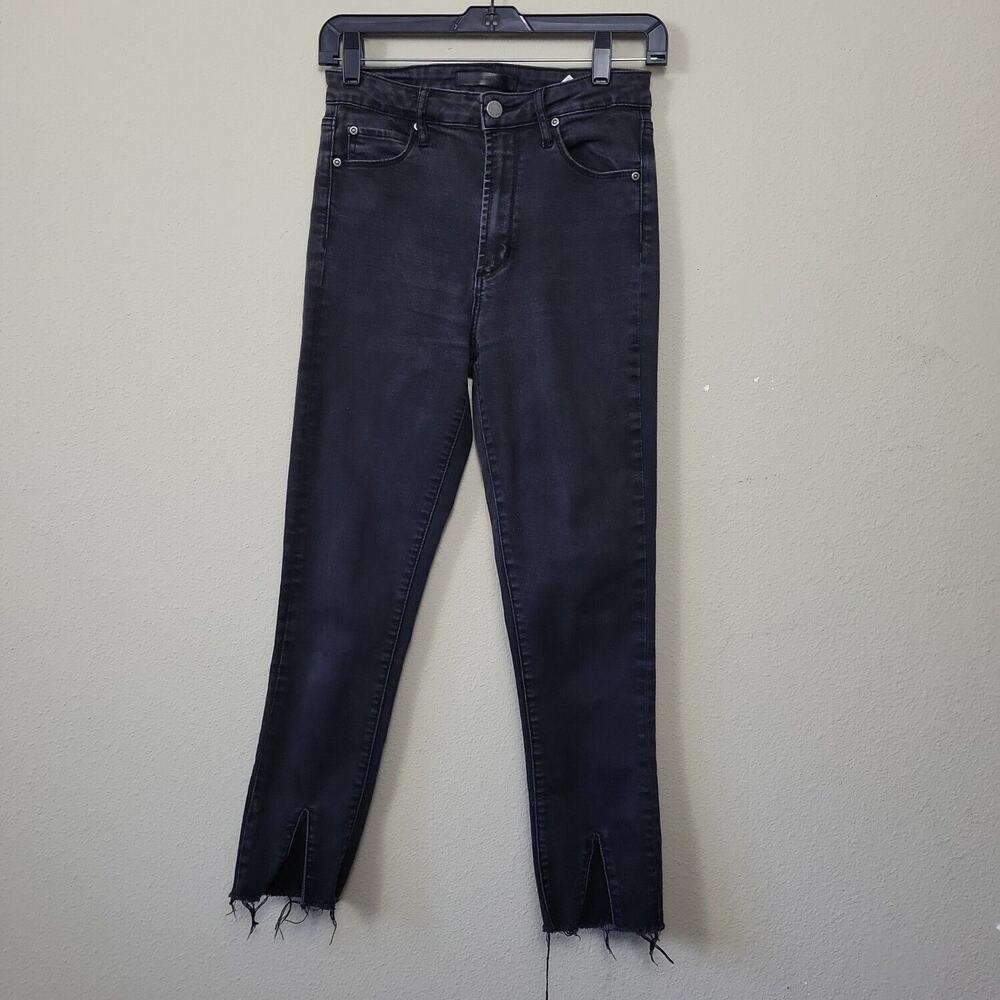 Leith Womens Black Dark Wash High Rise Raw Hem Denim Skinny jeans Size 27